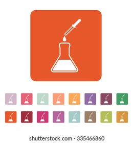The chemistry icon. Test and analysis, genetics, laboratory, biology symbol. Flat Vector illustration. Button Set