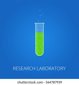 Chemistry icon. Vector illustration of icon beaker. Colored liquid.