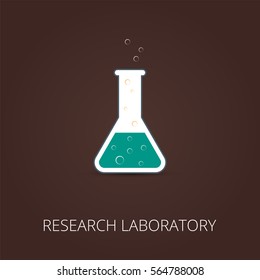 Chemistry icon. Vector illustration of icon beaker. Colored liquid.