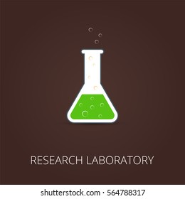 Chemistry icon. Vector illustration of icon beaker. Colored liquid.