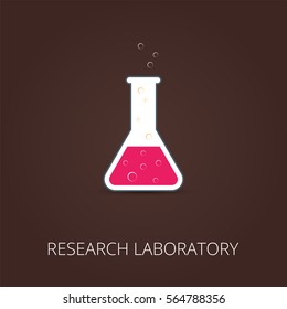 Chemistry icon. Vector illustration of icon beaker. Colored liquid.