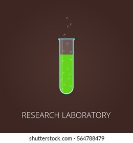 Chemistry icon. Vector illustration of icon beaker. Colored liquid.