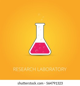 Chemistry icon. Vector illustration of icon beaker. Colored liquid.