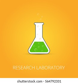 Chemistry icon. Vector illustration of icon beaker. Colored liquid.