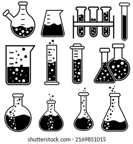 Chemistry icon vector set. Science illustration sign collection. laboratory symbol. reagent logo.