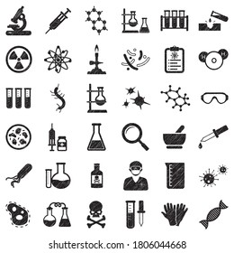 Chemistry Icons. Black Scribble Design. Vector Illustration.