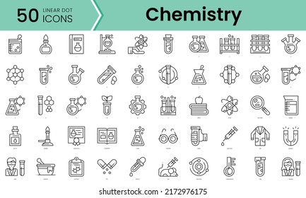 chemistry Icons bundle. Linear dot style Icons. Vector illustration