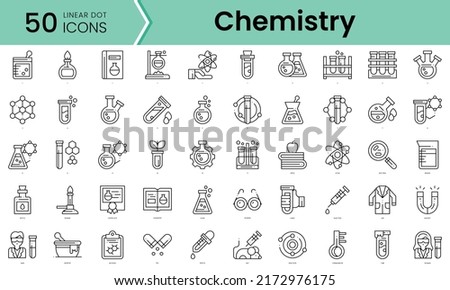chemistry Icons bundle. Linear dot style Icons. Vector illustration