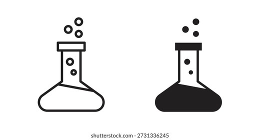 Sammlung von Chemie-Symbolen. Dünne lineare und schwarze flache Symbole