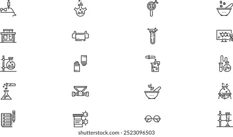 Chemistry icons High-Quality Vector Icons Collection with Editable Stroke. Ideal for Professional and Creative Projects.