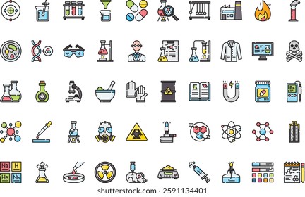 Chemistry icons High-Quality Vector Icons Collection with Editable Stroke. Ideal for Professional and Creative Projects.