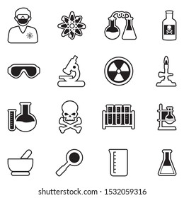 Chemistry Icons. Line With Fill Design. Vector Illustration.