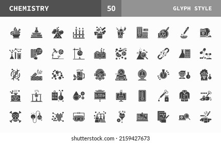 Chemistry icons set glyph of vector icons. Can used for digital product, presentation, UI and many more.