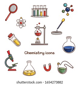 Chemistry icons set, kids education 