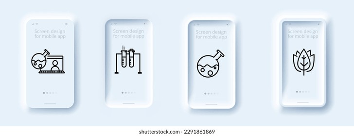 Chemistry icons set. Science, solution, element, flask, reaction, test tube, study, lotus. Chemistry concept.