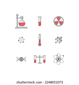 Chemistry icons set. Simple illustrations of science icons.