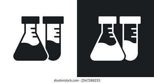 Chemistry icons in solid black and white colors
