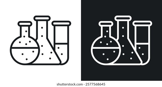 Chemistry icons in thin black and white stroke liner style