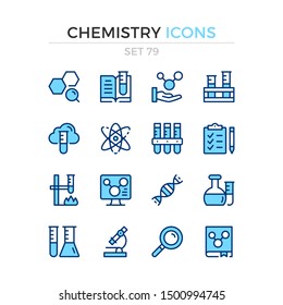 Chemistry icons. Vector line icons set. Premium quality. Simple thin line design. Modern outline symbols collection, pictograms.