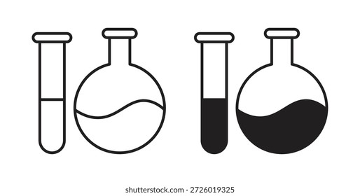 Símbolo de Vector de iconos de química con trazo editable y versiones planas