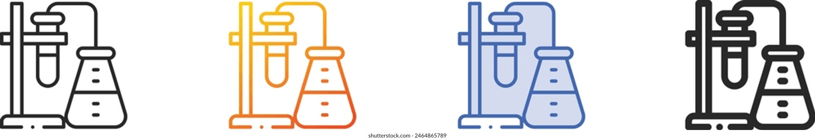 Icono de química.Diseño lineal delgado, degradado, trazo azul y estilo audaz aislado sobre fondo blanco
