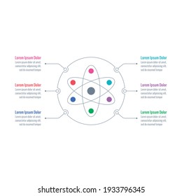 chemistry information template. atom infographic template. six steps information template. web, internet, annual report, magazine infographic template