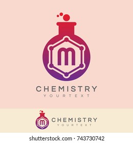 chemistry initial Letter M Logo design