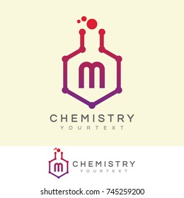 chemistry initial Letter M Logo design