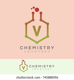 chemistry initial Letter V Logo design