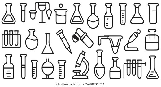 Chemistry instruments line art vector image