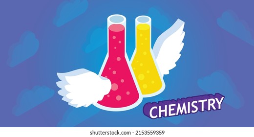 Icon für die Chemie isometrisches Design. Vektorgrafik, Web-Illustration. 3D-Farbkonzept