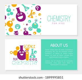 Chemistry for Kids Banner Template with Space for Text, invitation, Banner, Poster, Flyer, Brochure Design, Science for Children, Kids Education Vector Illustration