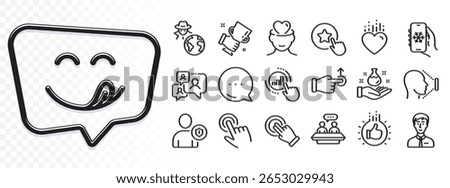 Chemistry lab, Air conditioning and Security line icons for web app. Glare of light effect. Message icon. Pack of Loyalty star, Graph chart, Face id pictogram icons. Vector