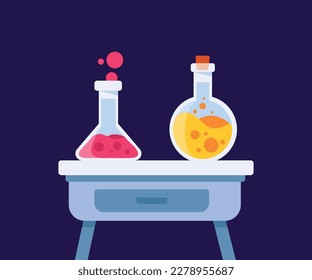 Equipo de laboratorio de química. Ilustración vectorial de máscara. ilustración plana de instrumentos científicos