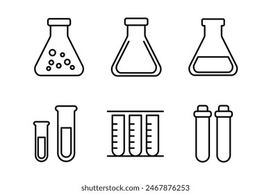 Iconos vectoriales de equipos de laboratorio de química para uso en investigación científica