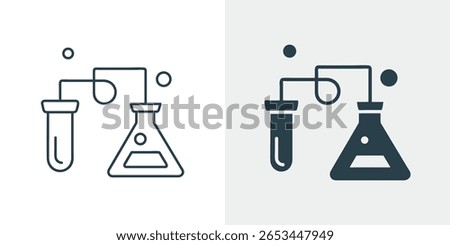 Chemistry Lab Experiment Icon Vector - Scientific Research and Biotechnology Process Symbol Outline and Solid Illustration