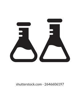 Chemistry lab flask glyph icon for scientific experiment research equipment and chemical laboratory glassware vector illustration vector solid glyph icon