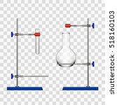 Chemistry Lab Flask And Tubes Grip Stand Holder On Transparent Background. EPS10 Vector