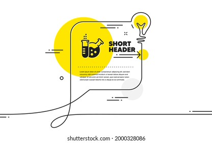 Chemistry lab icon. Continuous line idea chat bubble banner. Laboratory flask sign. Analysis symbol. Chemistry lab icon in chat message. Talk comment light bulb background. Vector