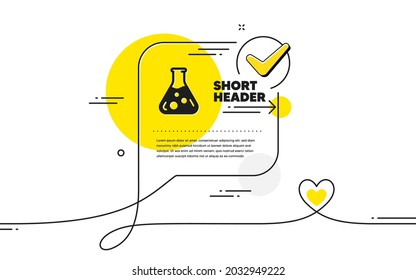 Chemie-Labor-Ikone. Markierungsblase für kontinuierliche Linie. Laborflasenzeichen. Analysesymbol. Chemie-Labor-Symbol im Chat-Kommentar. Sprich mit Herzensbanner. Vektorgrafik