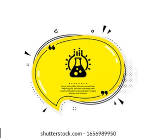 Chemistry lab icon. Quote speech bubble. Laboratory flask sign. Analysis symbol. Quotation marks. Classic chemistry lab icon. Vector