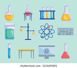 chemistry and lab icon set