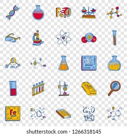 Chemistry lab icon set. Hand drawn set of chemistry lab vector icons for web design