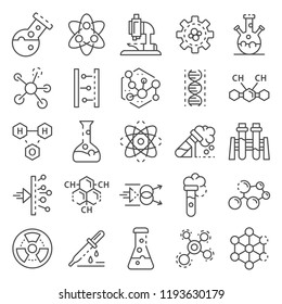 Chemistry lab icon set. Outline set of chemistry lab vector icons for web design isolated on white background