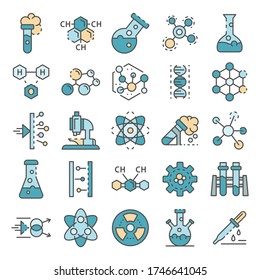 Chemistry lab icon set. Outline set of chemistry lab vector icons for web design isolated on white background