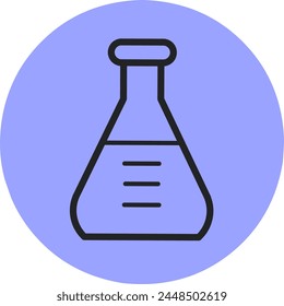 Chemistry Lab Icon, Vector lab flask icon, chemistry science laboratory outline vector icon