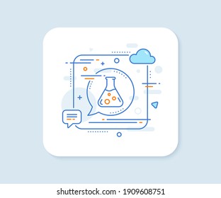 Chemistry lab line icon. Abstract square vector button. Laboratory flask sign. Analysis symbol. Chemistry lab line icon. Speech bubble concept. Vector