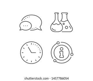 Chemistry lab line icon. Chat bubble, info sign elements. Laboratory flask sign. Analysis symbol. Linear chemistry lab outline icon. Information bubble. Vector