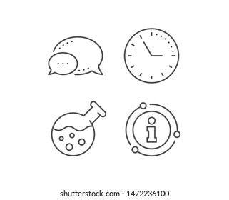 Chemistry lab line icon. Chat bubble, info sign elements. Laboratory flask sign. Analysis symbol. Linear chemistry lab outline icon. Information bubble. Vector