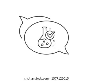Chemistry lab line icon. Chat bubble design. Laboratory flask sign. Analysis symbol. Outline concept. Thin line chemistry lab icon. Vector